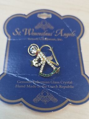 St. Wenceslaus's Angels Bohemian Glass Crystal Angel Pin/Brooch By Roman inc.